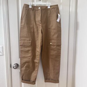 Michael Michael Kors Organic Cotton Cargo Pants Dark Camel Women's Size 10 NWT